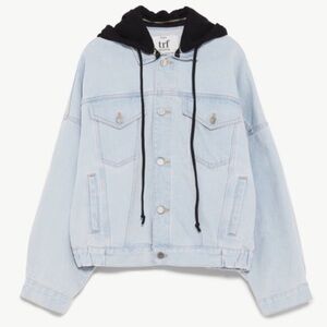 Zara Jaket Jeans Denim Hoodie Oversized Washed